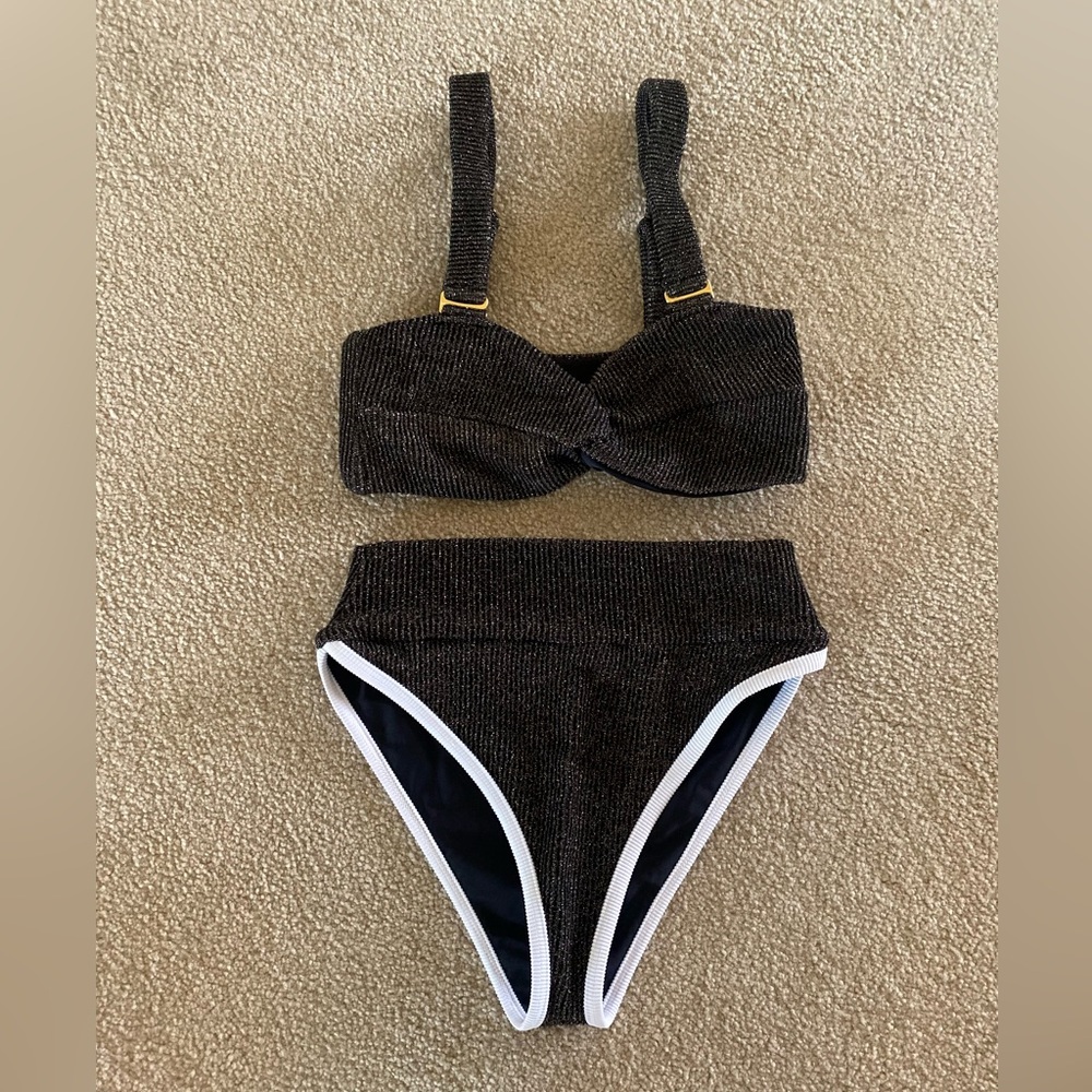 LainSnow size small Black Glitter bikini